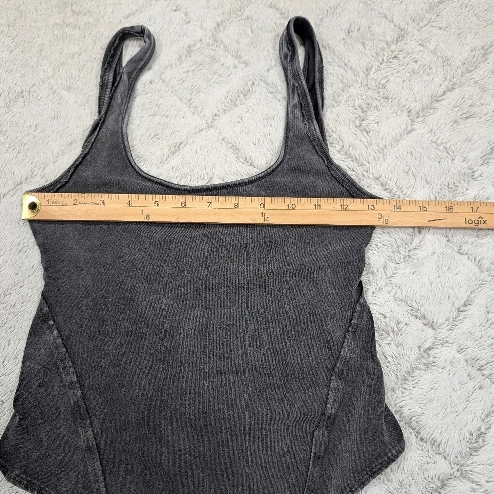 Free People Bodysuit Womens S Gray Charcoal Hot Shot Movement Cotton Blend